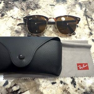 CUSTOM Ray-Ban RB 3016 Clubmaster Polished Tortoise over Gold w/ Brown Lens